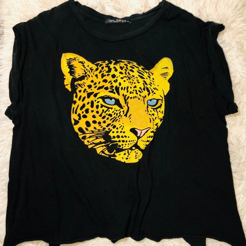 Wildfox Tiger Baggy T Shirt Raw Hem SZ Small EUC